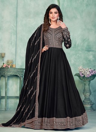 Art Silk Black Designer Salwar Kameez
