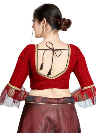 Art Silk Designer Blouse in Red