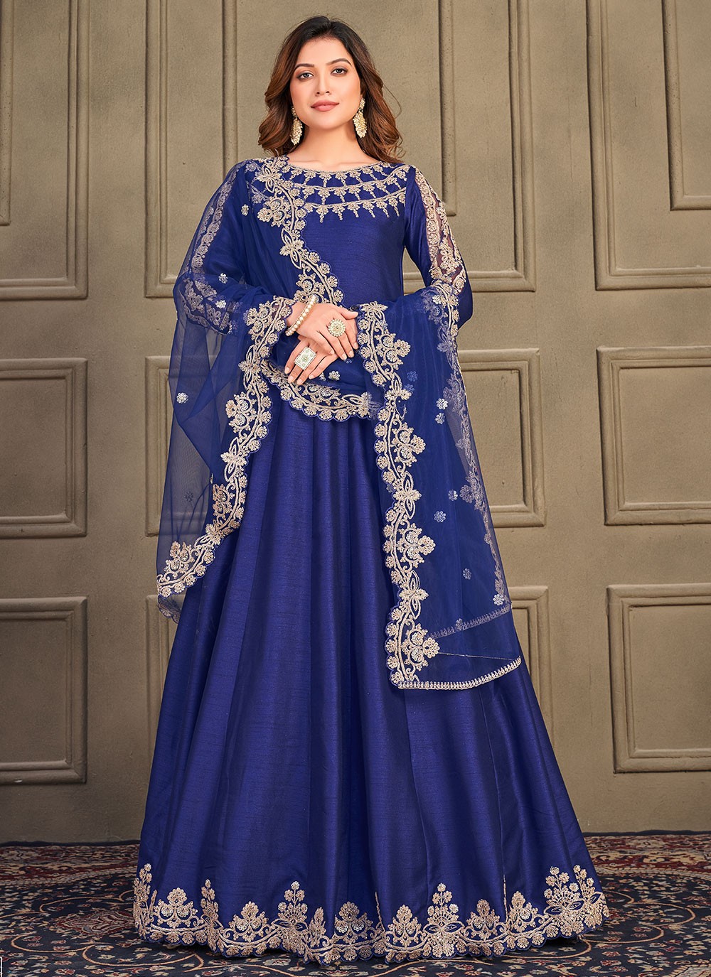 Navy blue anarkalis on sale online