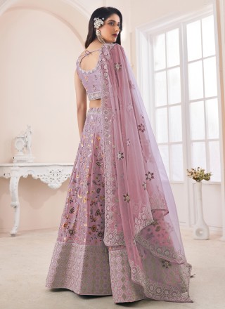 Art Silk Embroidered Trendy Lehenga Choli in Pink