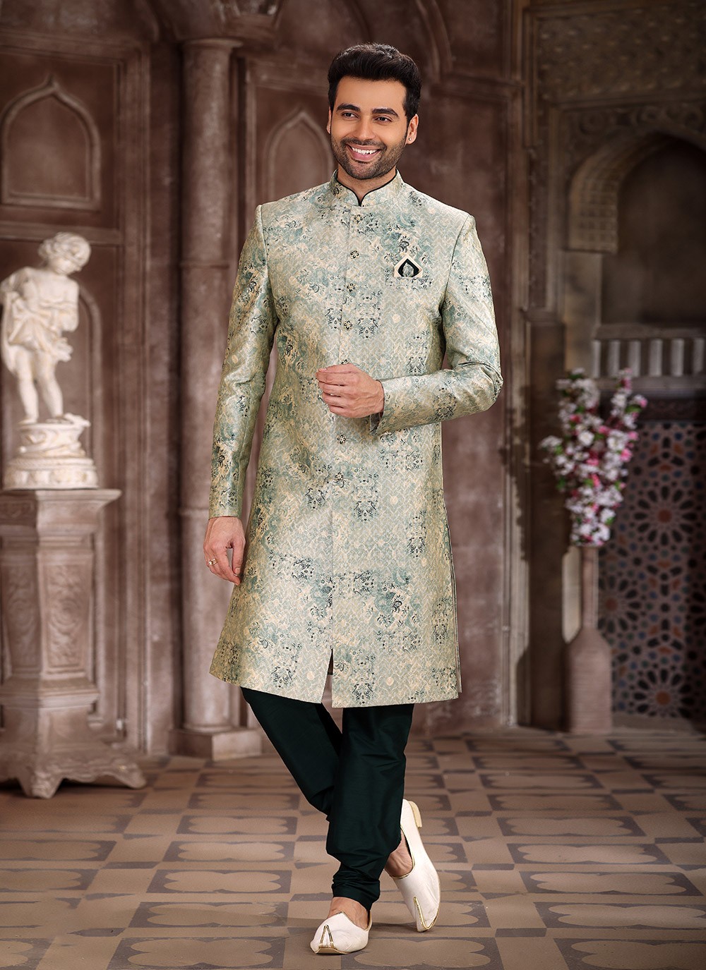 Printed indo western hot sale for mens