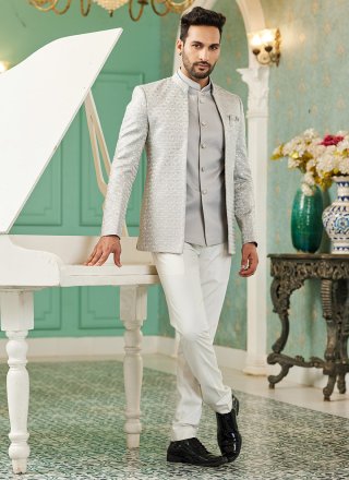Art Silk Indo Western with Machine Embroidery and Thread Work
