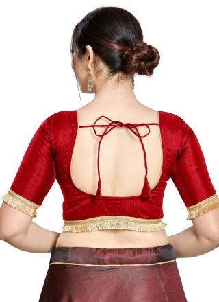 Art Silk Plain Designer Blouse in Red