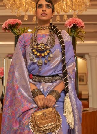 Art Silk Purple Weaving Trendy Saree