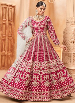 Art Silk Rani Resham Salwar Kameez