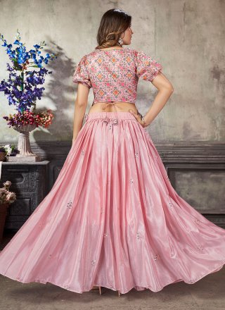 Art Silk Sequins Pink Readymade Lehenga Choli