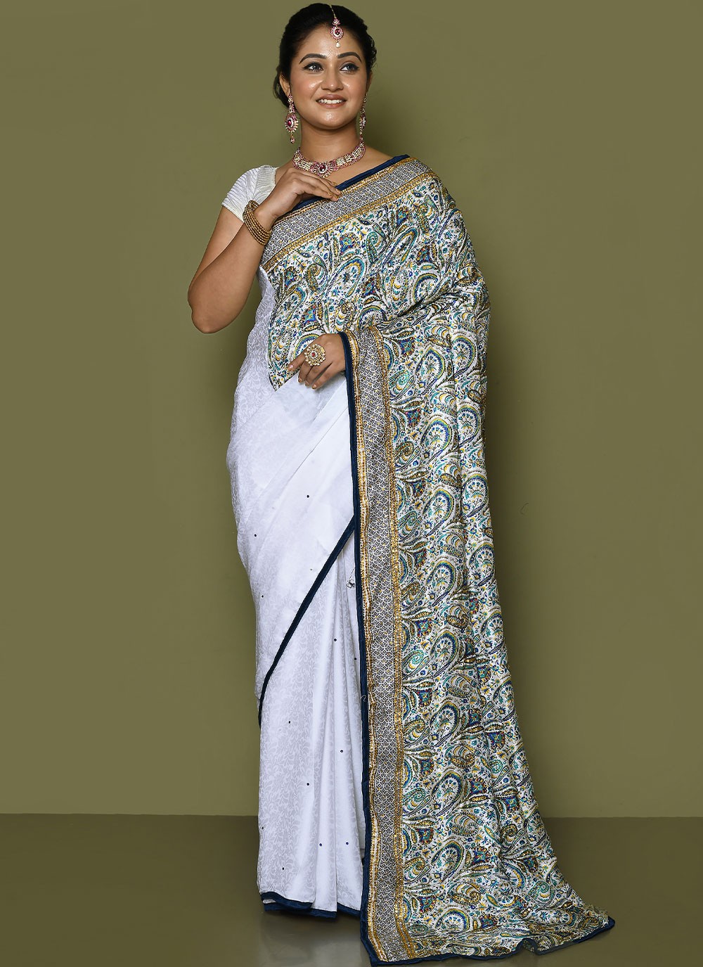 Buy White Net Stylish Party Wear Net Saree Online in India – Kothari Sons