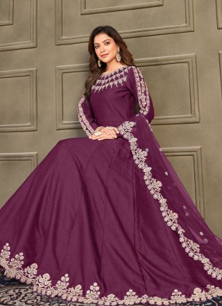 Art Silk Trendy Salwar Kameez in Purple