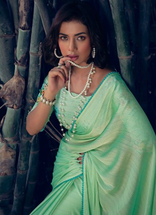 Art Silk Woven Green Trendy Saree