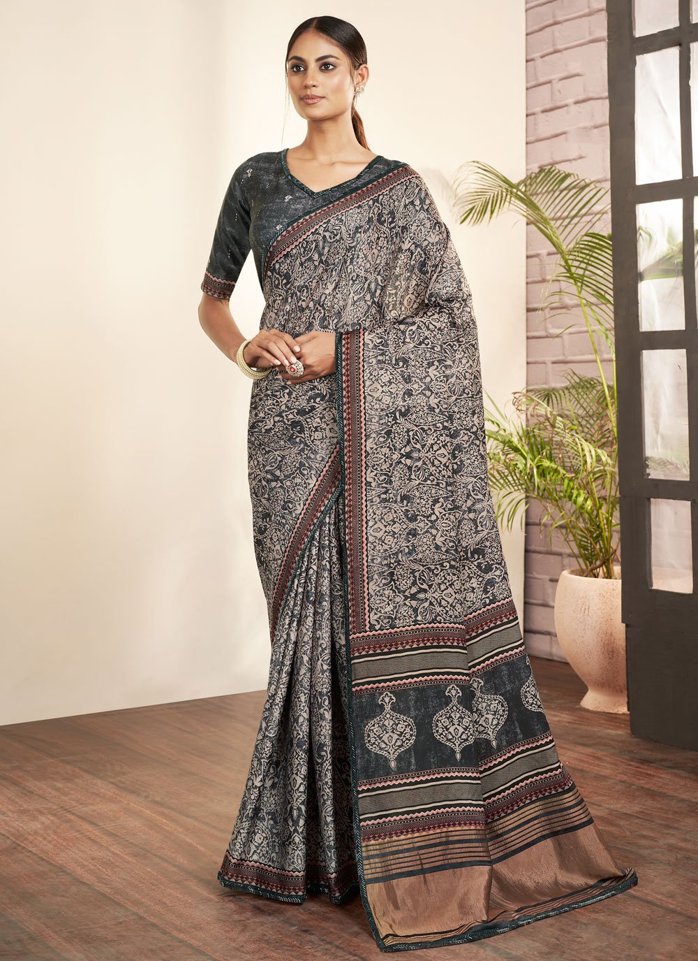 Attractive Multi Colour Silk Designer Saree