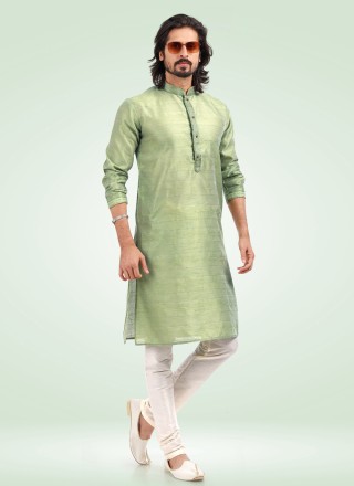 Banarasi Jacquard Kurta Pyjama in Green
