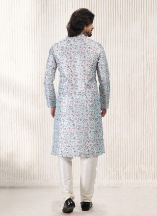 Banarasi Jacquard Kurta Pyjama in Turquoise