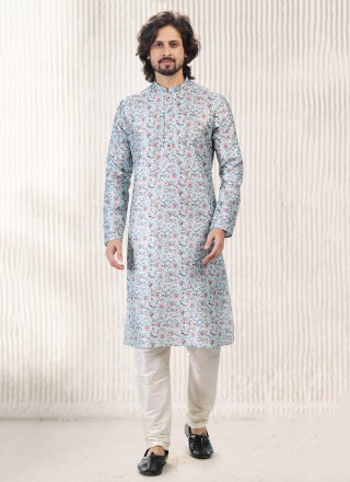 Banarasi Jacquard Kurta Pyjama in Turquoise