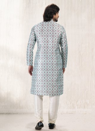 Banarasi Jacquard Turquoise Kurta Pyjama