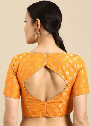 Banarasi Jacquard Weaving Blouse in Orange