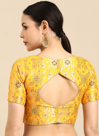 Banarasi Jacquard Yellow Designer Blouse