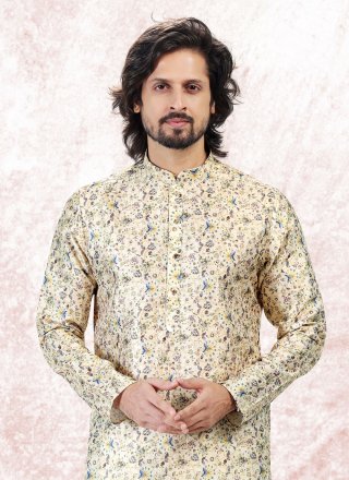 Banarasi Jacquard Yellow Fancy Kurta Pyjama