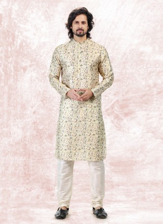 Banarasi Jacquard Yellow Fancy Kurta Pyjama