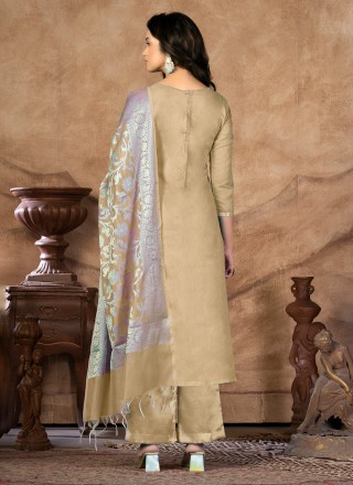 Banarasi Silk Beige Designer Salwar Suit