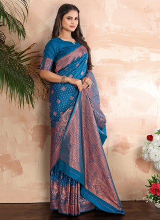 Banarasi Silk Contemporary Saree in Morpeach 