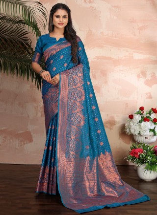 Banarasi Silk Contemporary Saree in Morpeach 