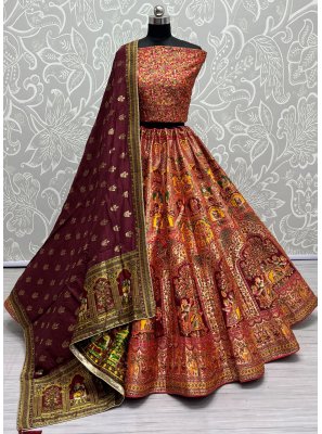 Banarasi Silk Designer Lehenga Choli in Orange