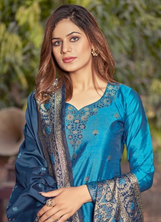 Banarasi Silk Designer Salwar Suit in Blue