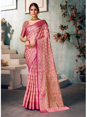 Banarasi Silk Designer Traditional Saree in Pink