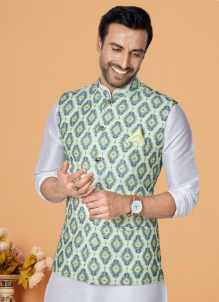 Banarasi Silk Embroidered Multi Colour and Off White Kurta Payjama With Jacket