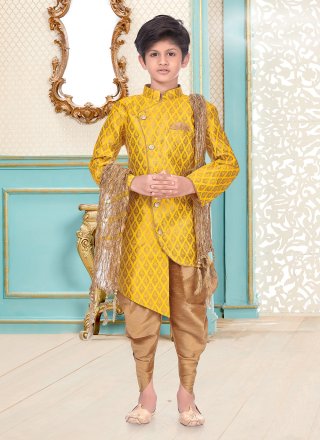 Shop Teen Boys Yellow Art Silk Kurta Set Party Wear Online at Best Price