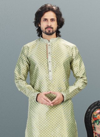 Banarasi Silk Kurta Pyjama in Green
