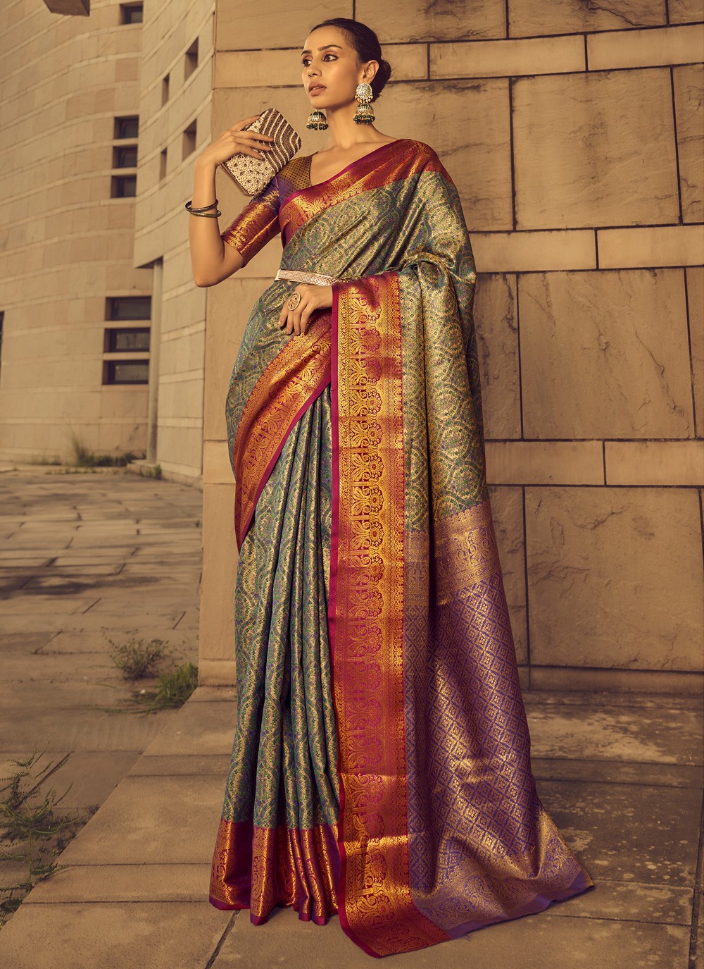 Stylish Look Multi Colour Royal Flower Print Soft Silk Banarasi Saree | Banarasi  sarees, Fashion, Silk