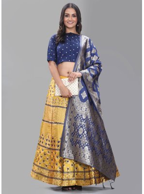 Banarasi Silk Mustard Jacquard Work A Line Lehenga Choli