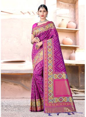Banarasi Silk Purple Bandhani Saree
