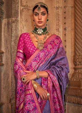 Banarasi Silk Purple Weaving Designer Saree
