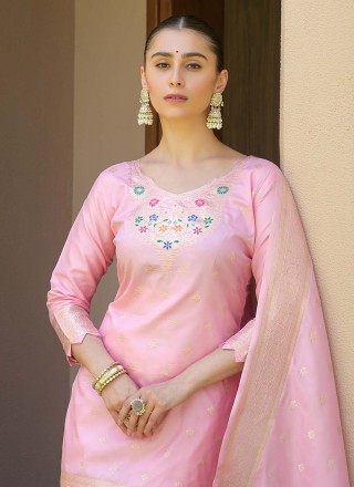 Banarasi Silk Salwar Suit in Pink