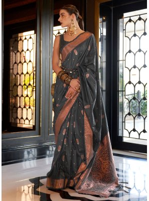 Banarasi Silk Weaving Grey Saree