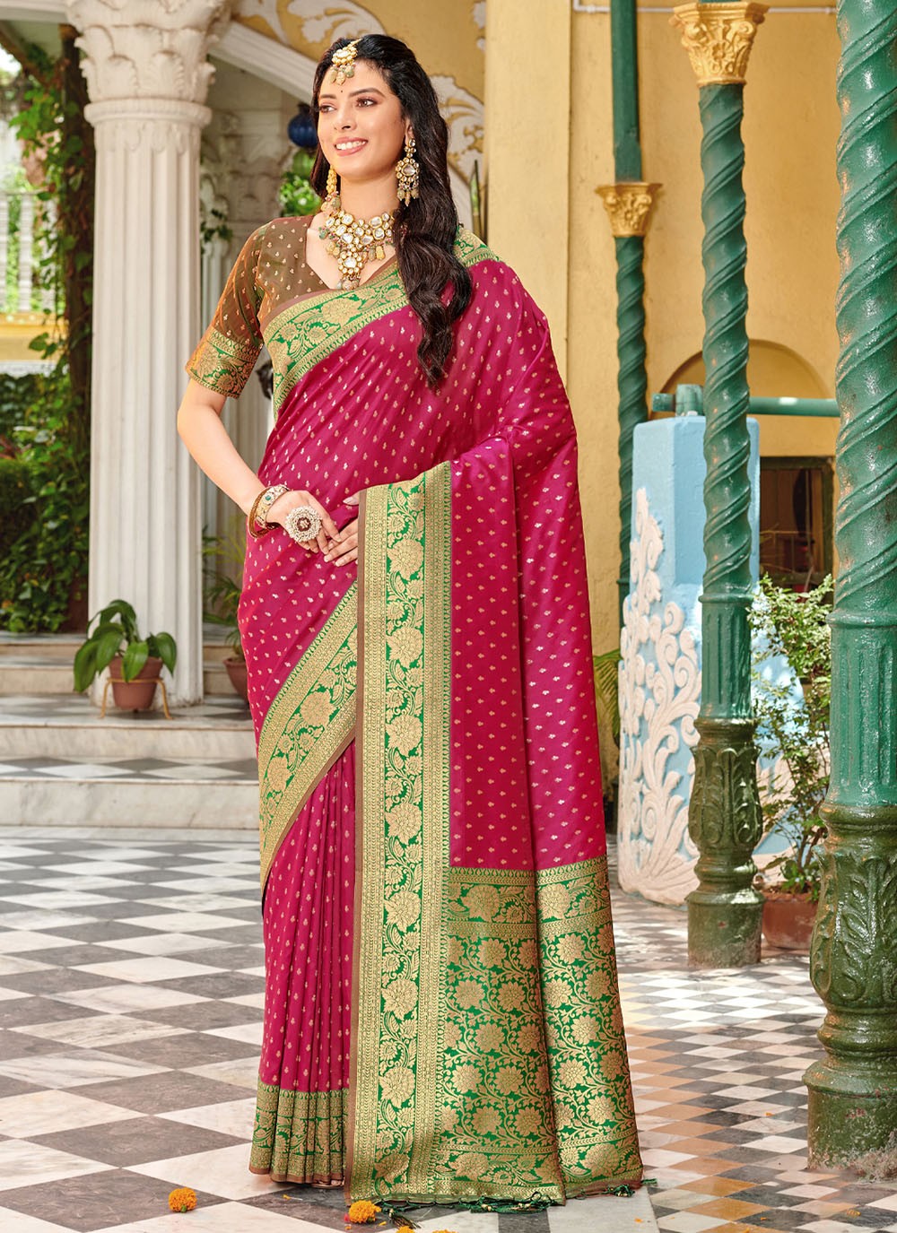 Banarasi Silk Weaving Rani Designer Traditional Saree