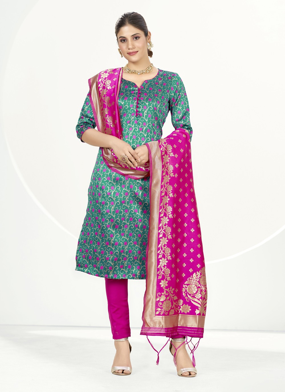 Firozi Punjabi Handloom Cotton Strips Print Salwar Kameez and Firozi  Punjabi Handloom Cotton Strips Print Salwar Suit Online Shopping