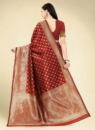 Banarasi Silk Woven Saree in Maroon
