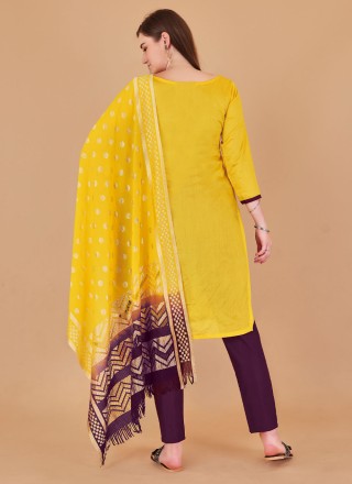 Banarasi Silk Yellow Butta Salwar Kameez