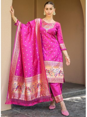 Banarasi Silk Zari Pink Trendy Salwar Suit