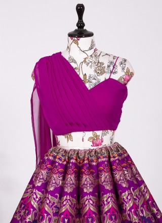 Banarasi Silk Zari Readymade Lehenga Choli in Purple