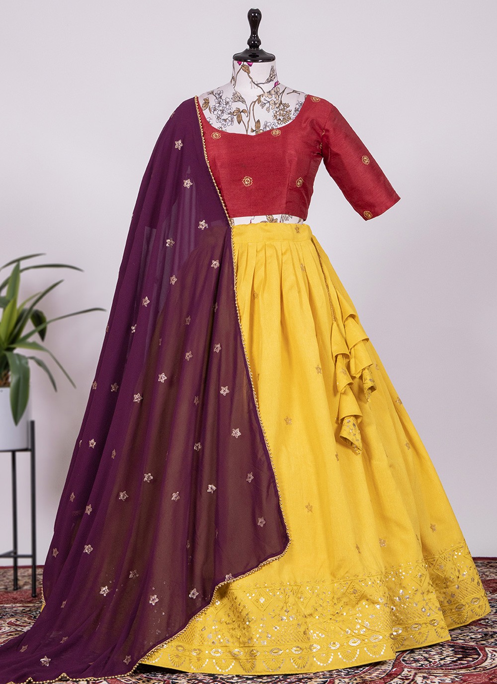Yellow and Purple Party Wear Lehenga Choli at Rs 2,869 / Pair in Surat |  FABZONE
