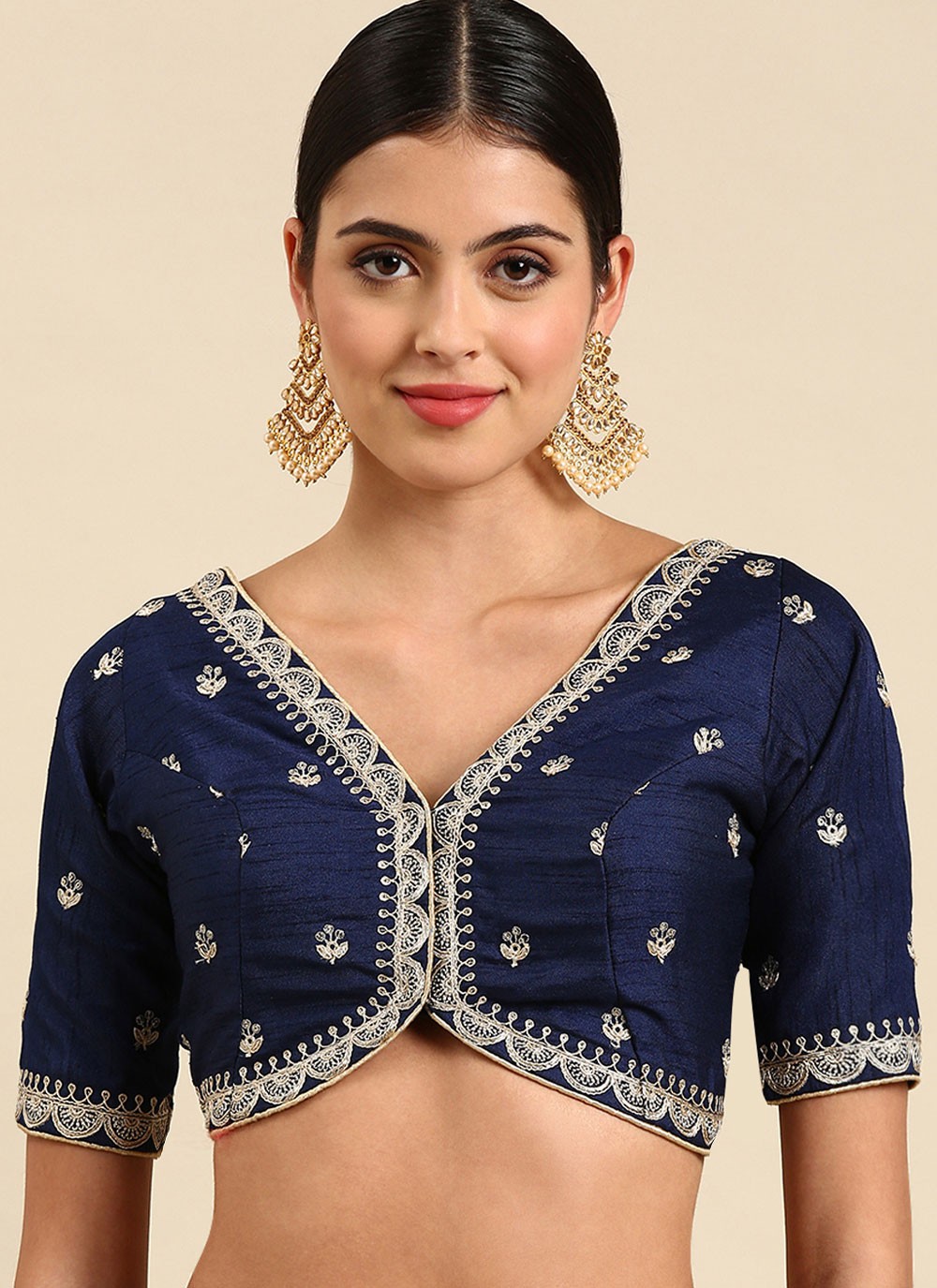 Aqua Blue and Silver Embroidered Engagement Designer Blouse