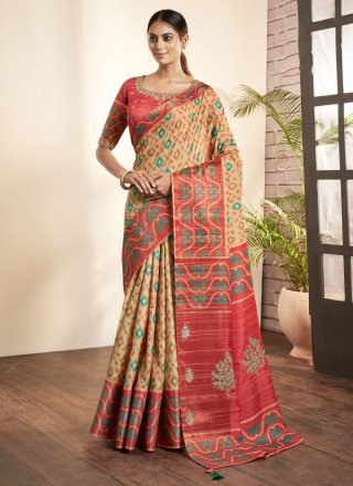 Beauteous Multi Colour Bhagalpuri Silk Contemporary Sari with Woven Work