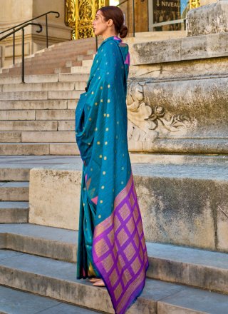 Beckoning Blue Khadi Silk Classic Sari