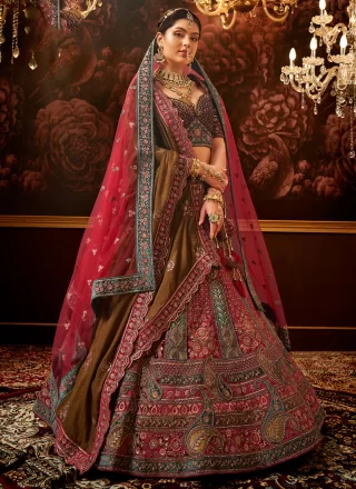 Rani pink Colour Embroidered Attractive Party Wear Silk Lehenga choli |  offermart.co.in