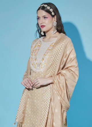 Beige Embroidered Salwar Suit