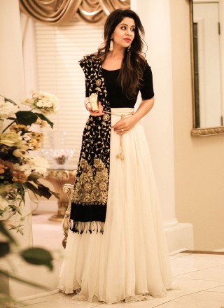 Black lehenga in tulle with an embroidered crop top | Indian outfits lehenga,  Indian fashion dresses, Dress indian style